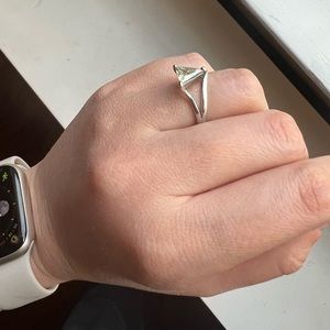1.82 Ct Near Ice Moissanite Triangle Ring